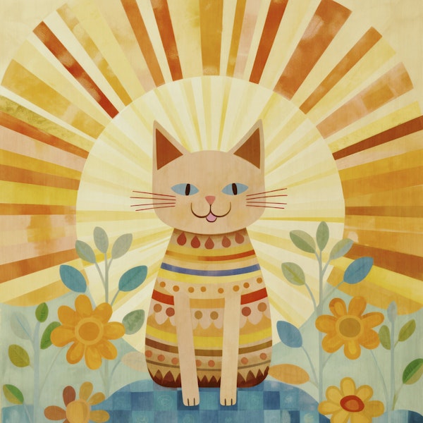 Sunshine Feline Fiesta Whimsy Boho Cat
