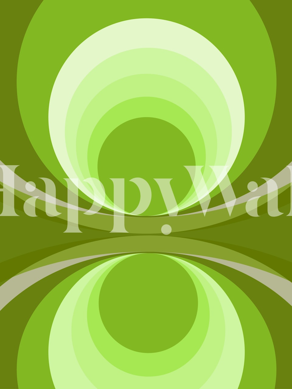 Retro green orbs wallpaper displayed in a room