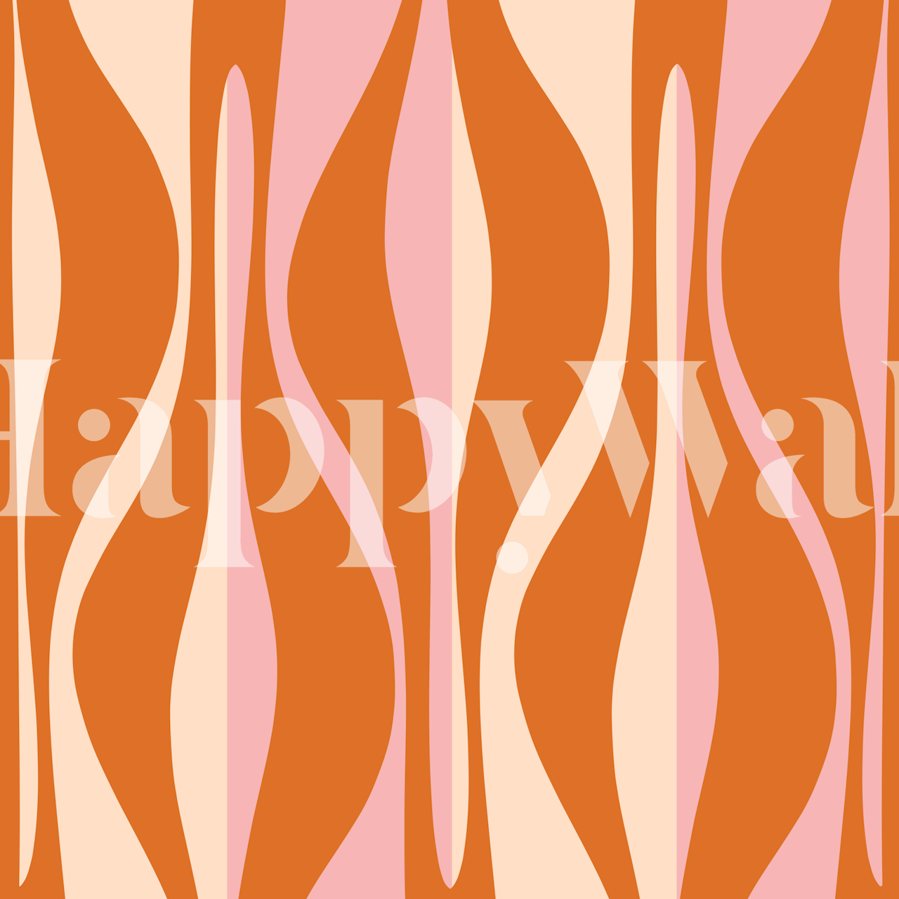 Wavy orange and pink pattern mid century modern wallpaper