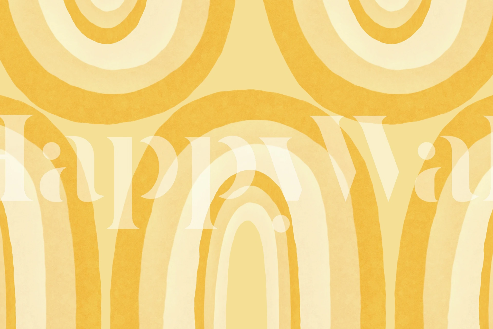 Warm yellow boho rainbow wallpaper in a room