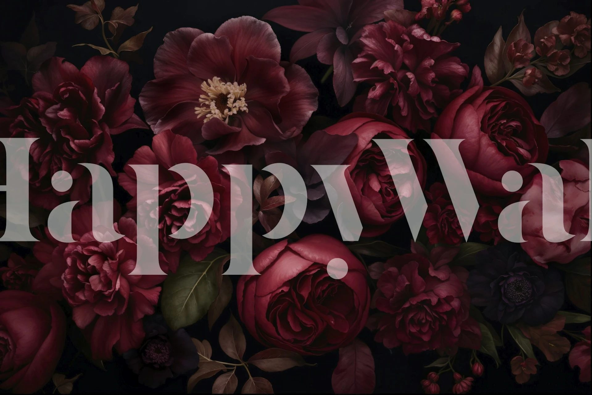 Crimson floral wallpaper design for interiors