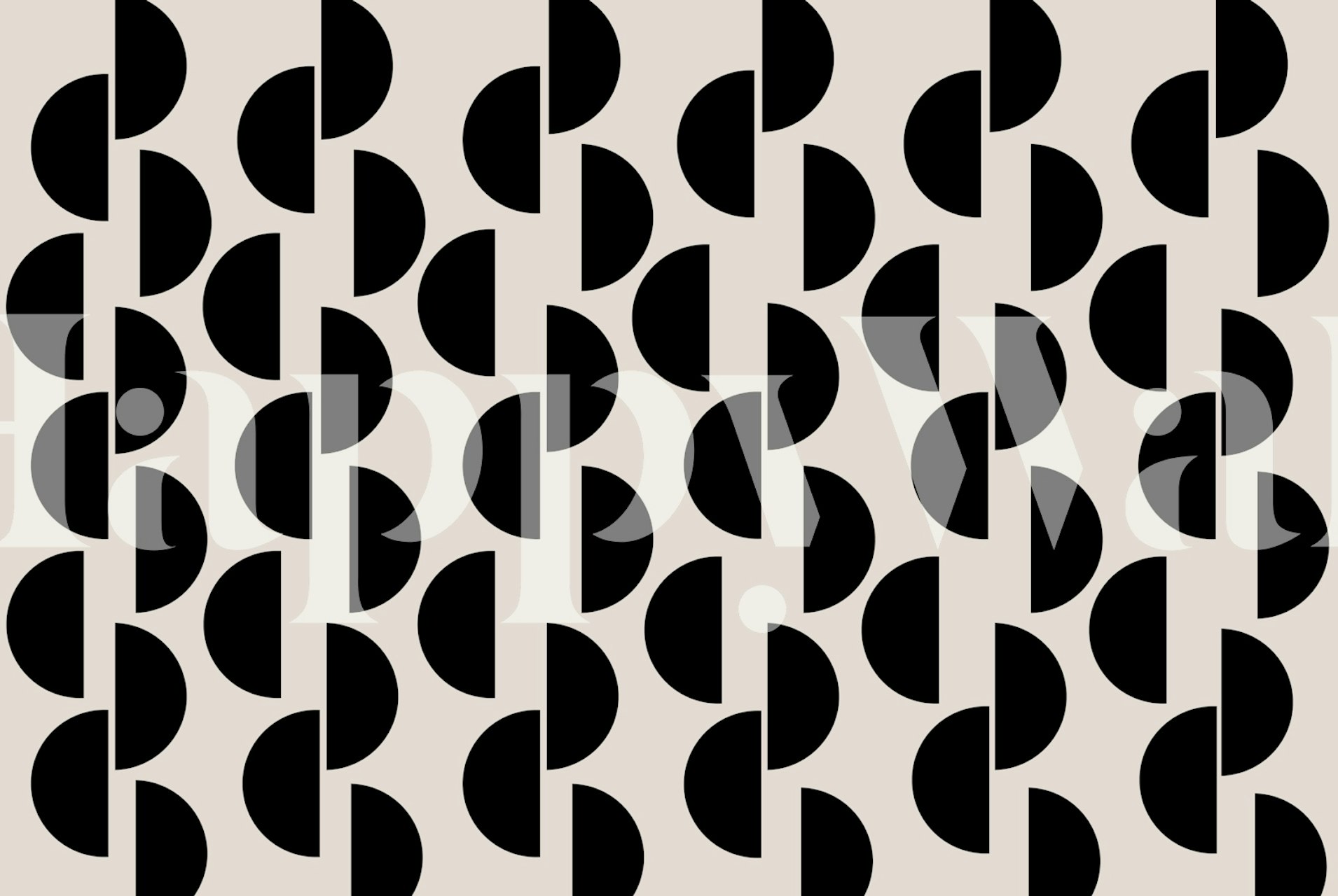 Black and white half moon pattern wallpaper