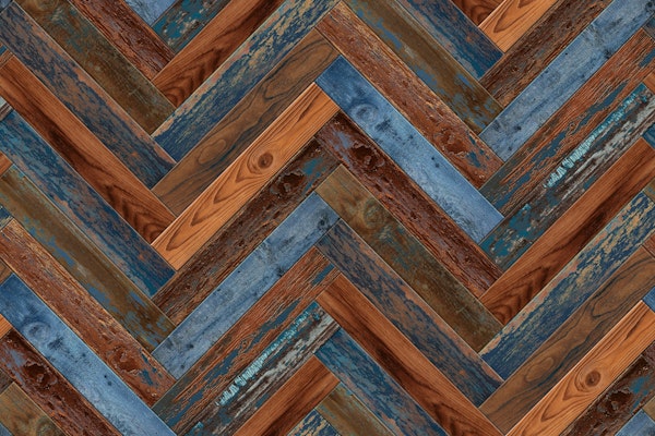 Chevron Wood Denim Rust