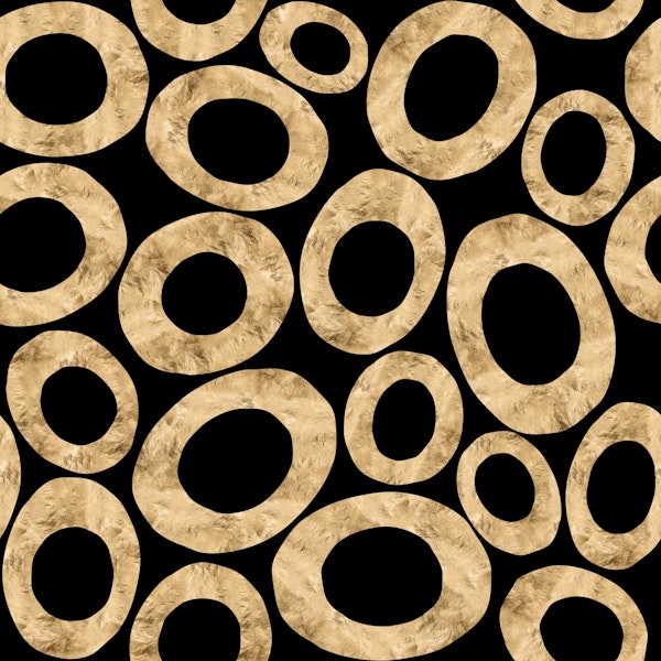 Small Abstract Ovals in Black & Gold