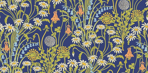 Victorian Meadow 1 on Starry Night Blue