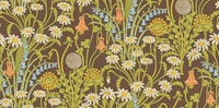 Victorian Meadow 1 on Mud Brown wallpaper
