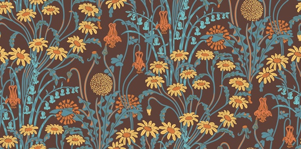 Victorian Meadow 4 on Chestnut Brown