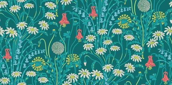 Victorian Meadow 5 on Royal Teal