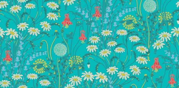 Victorian Meadow 5 on Turquoise