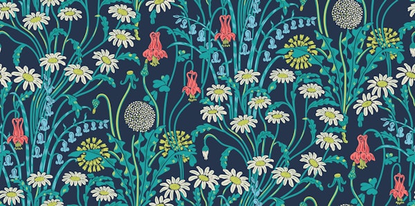 Victorian Meadow 5 on Vintage Navy