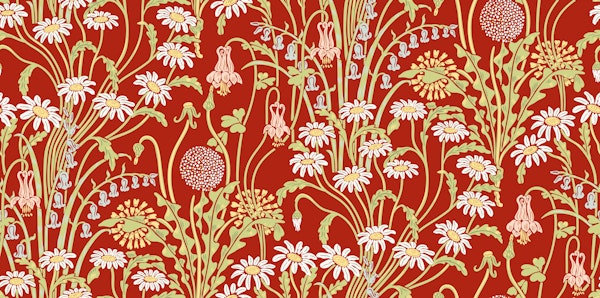 Victorian Meadow 6 on Carnelian Red