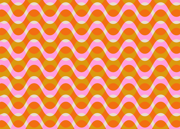 Groovy Retro Pink and Orange Wavy Lines