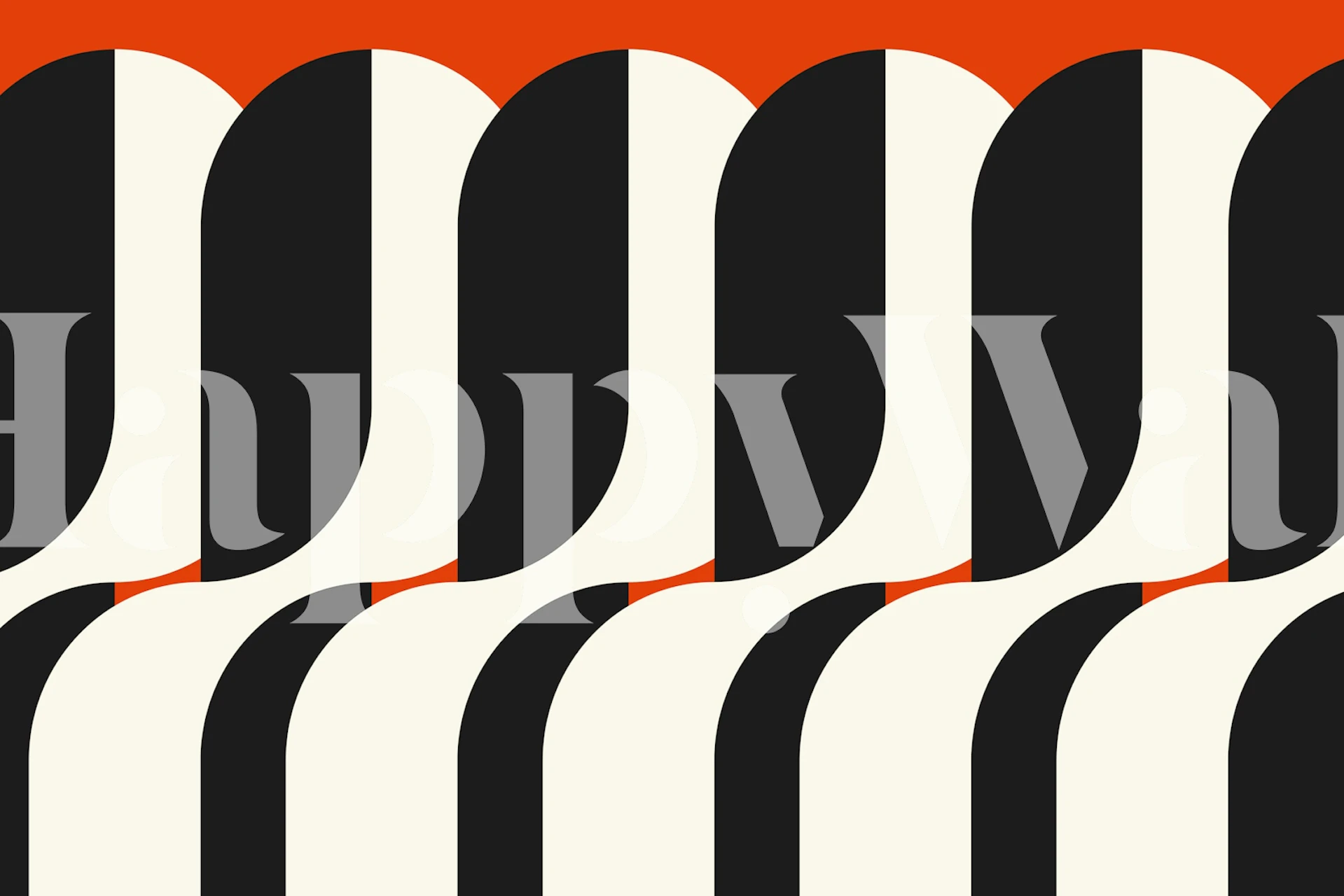 Black and white geometric design with orange accents wallpaper