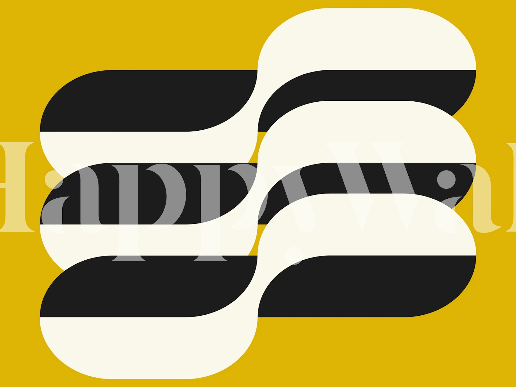 Monochrome Curves wallpaper prikazan u sobi