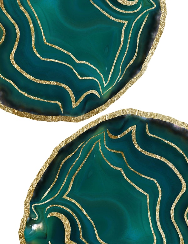 Green Blue Agate Gold Glam 1