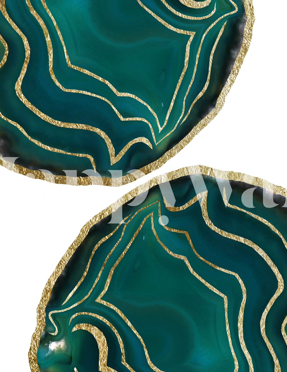 Green and blue agate pattern with gold accents wallpaper