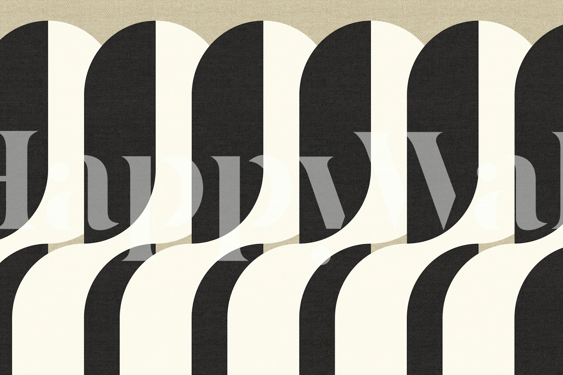 Black and white retro waves pattern wallpaper