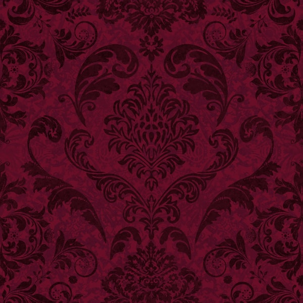 Dark Vintage Damask Pattern Burgundy Crimson
