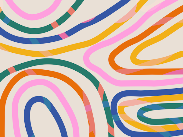 Playful Retro Abstract Rainbow Lines