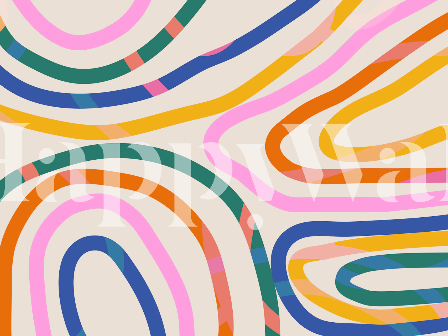 Colorful abstract lines in pink, blue, green, and yellow wallpaper
