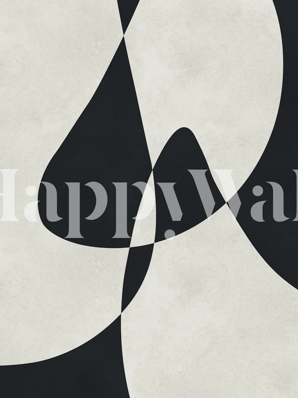 Monochrome abstract curves wallpaper in a room