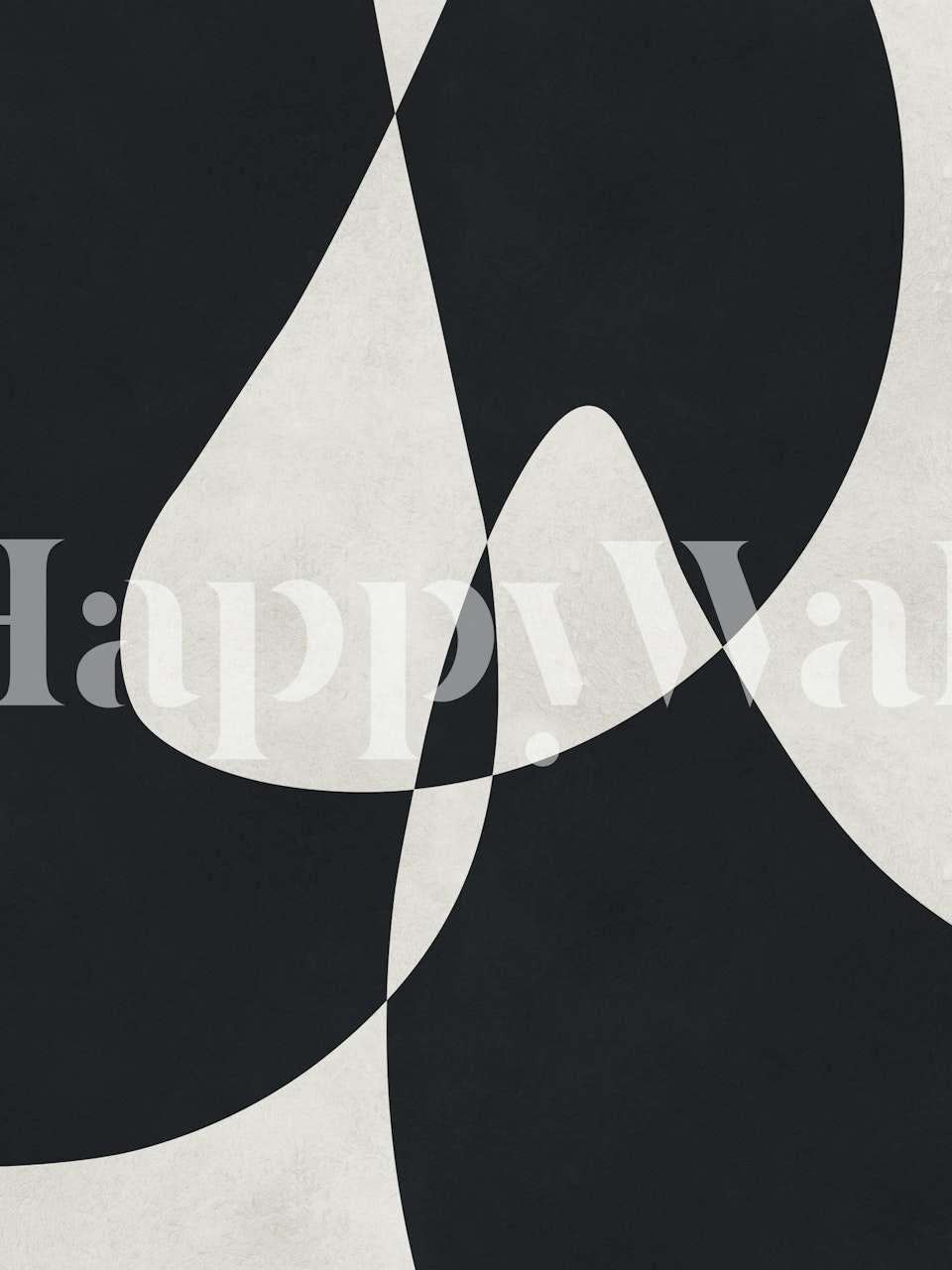 Black and white abstract shapes swirl wall mural