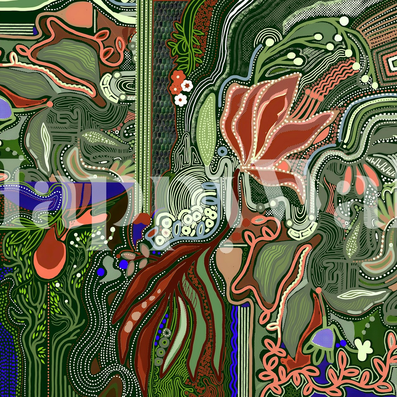 Surreal Garden Dreams papel pintado en una habitación