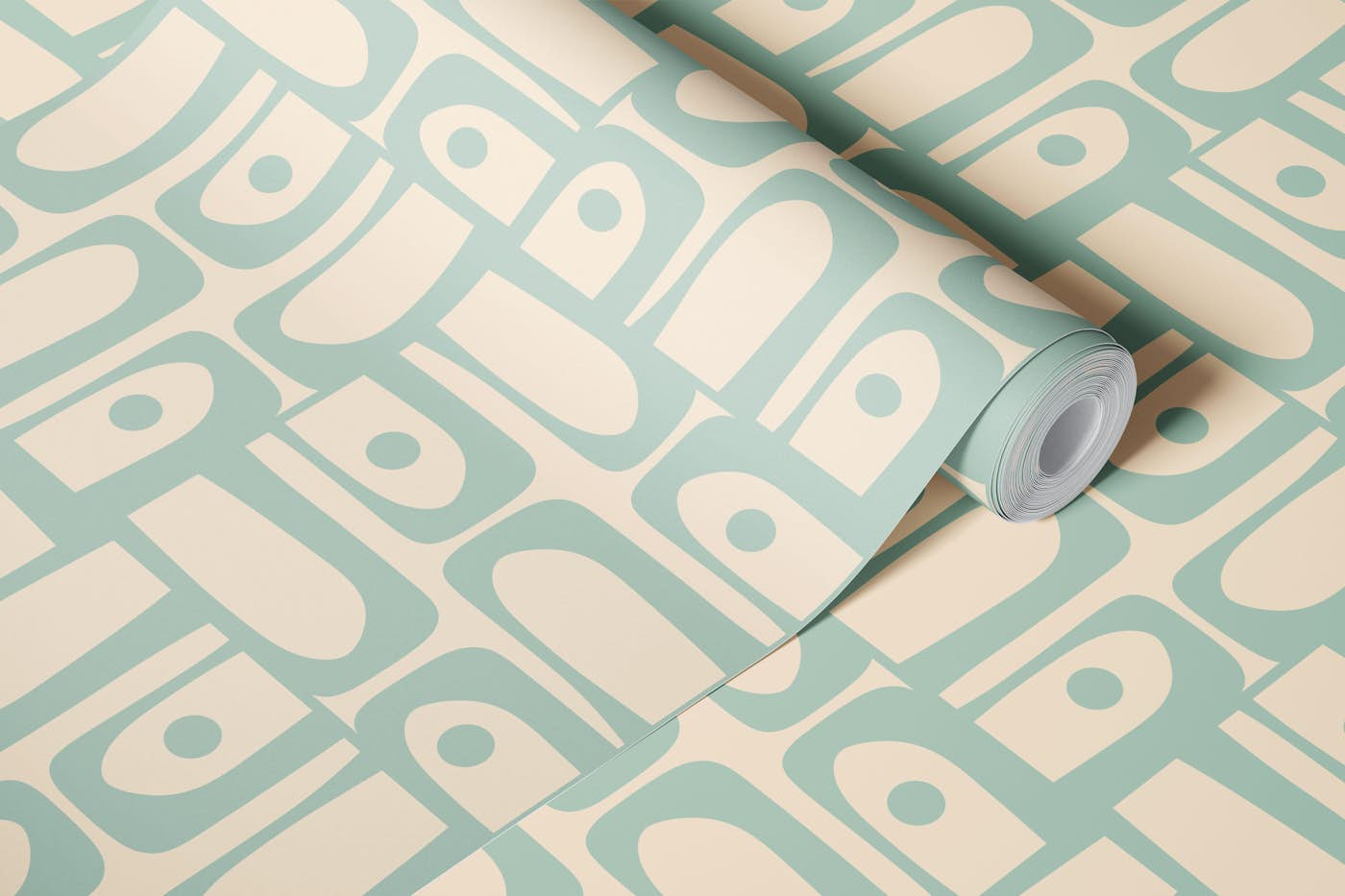 Mid Century Modern Piquet Light Celadon Blue wallpaper roll