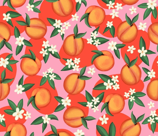 Juicy Retro Apricots with White Blossoms