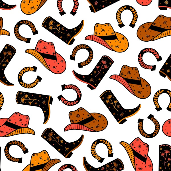 Bold Retro Western Cowboy Motifs