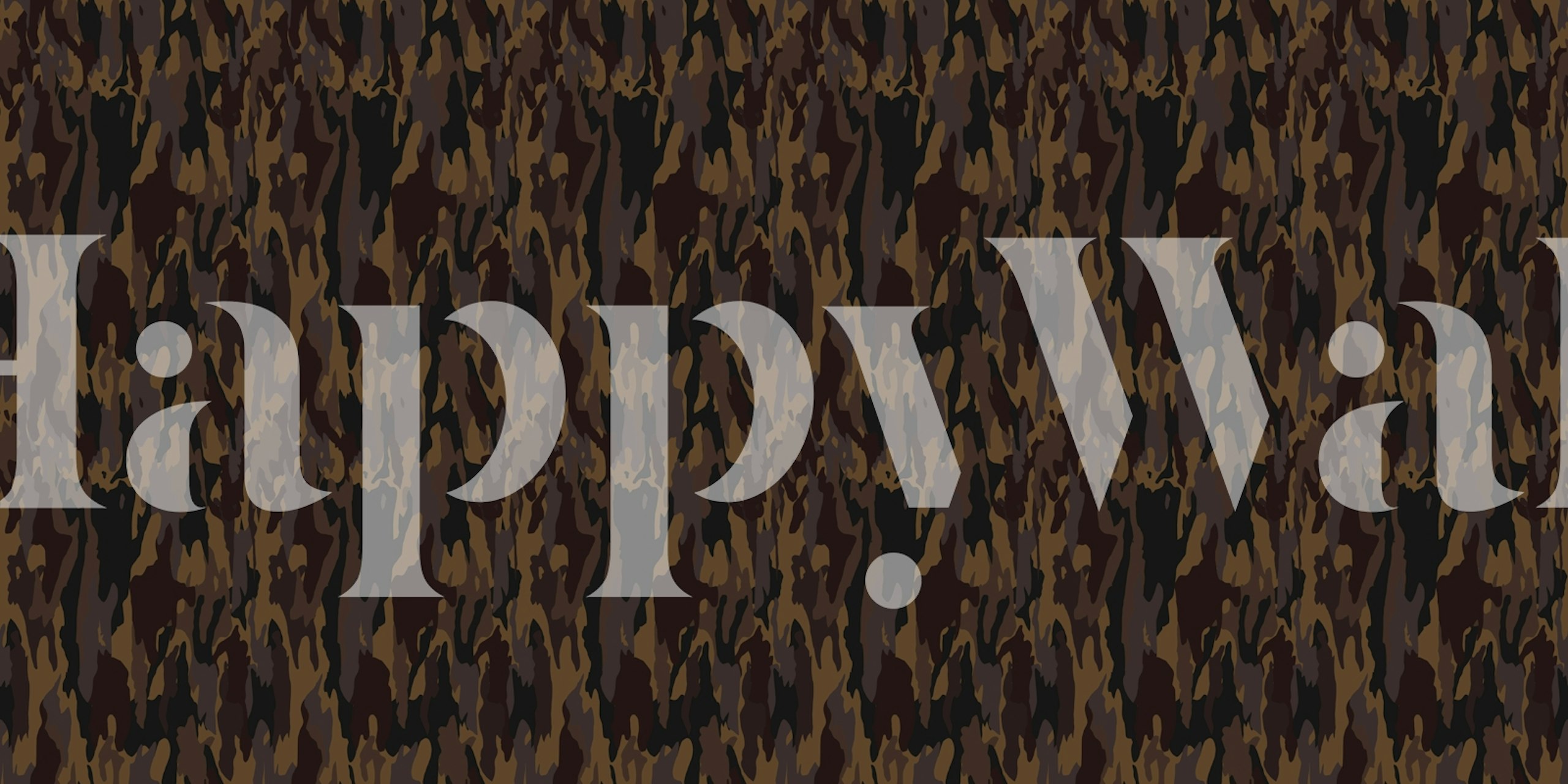 Abstract camouflage pattern in shades of brown and black wallpaper