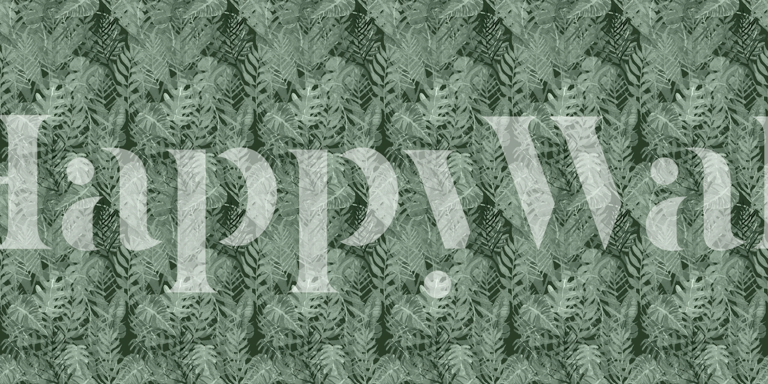 Lush green fern pattern on deep emerald wallpaper