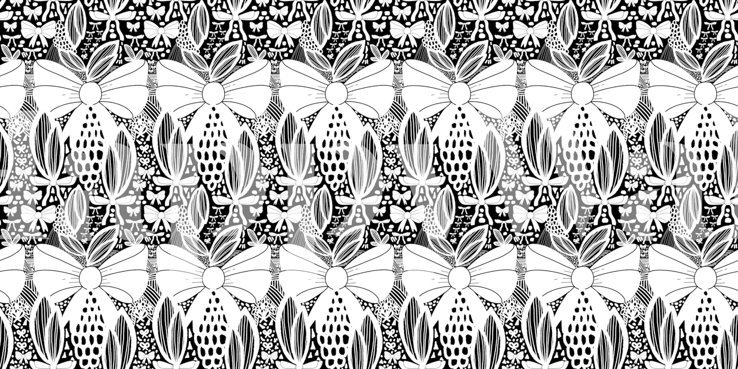 Floral pattern with large white flowers and black leaves wallpaper