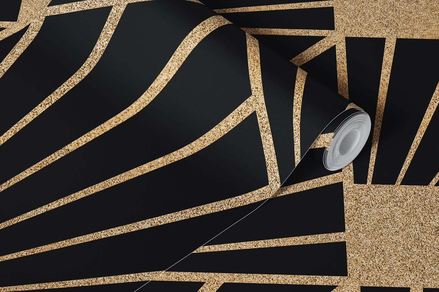 Art Deco Design Gold Black wallpaper roll