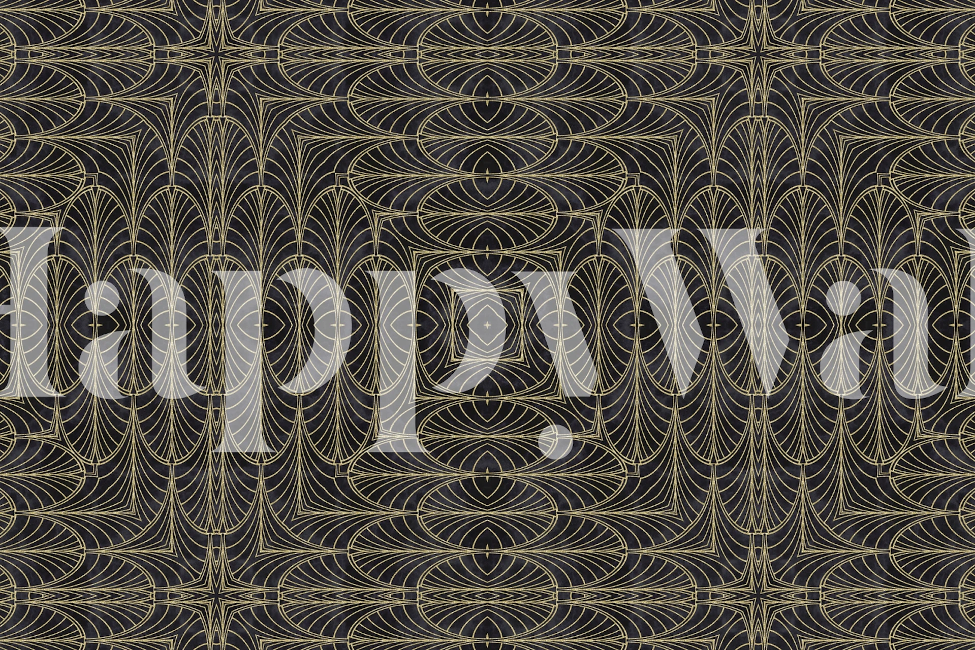 Art Deco pattern with gold and black geometric shapes wallpaper