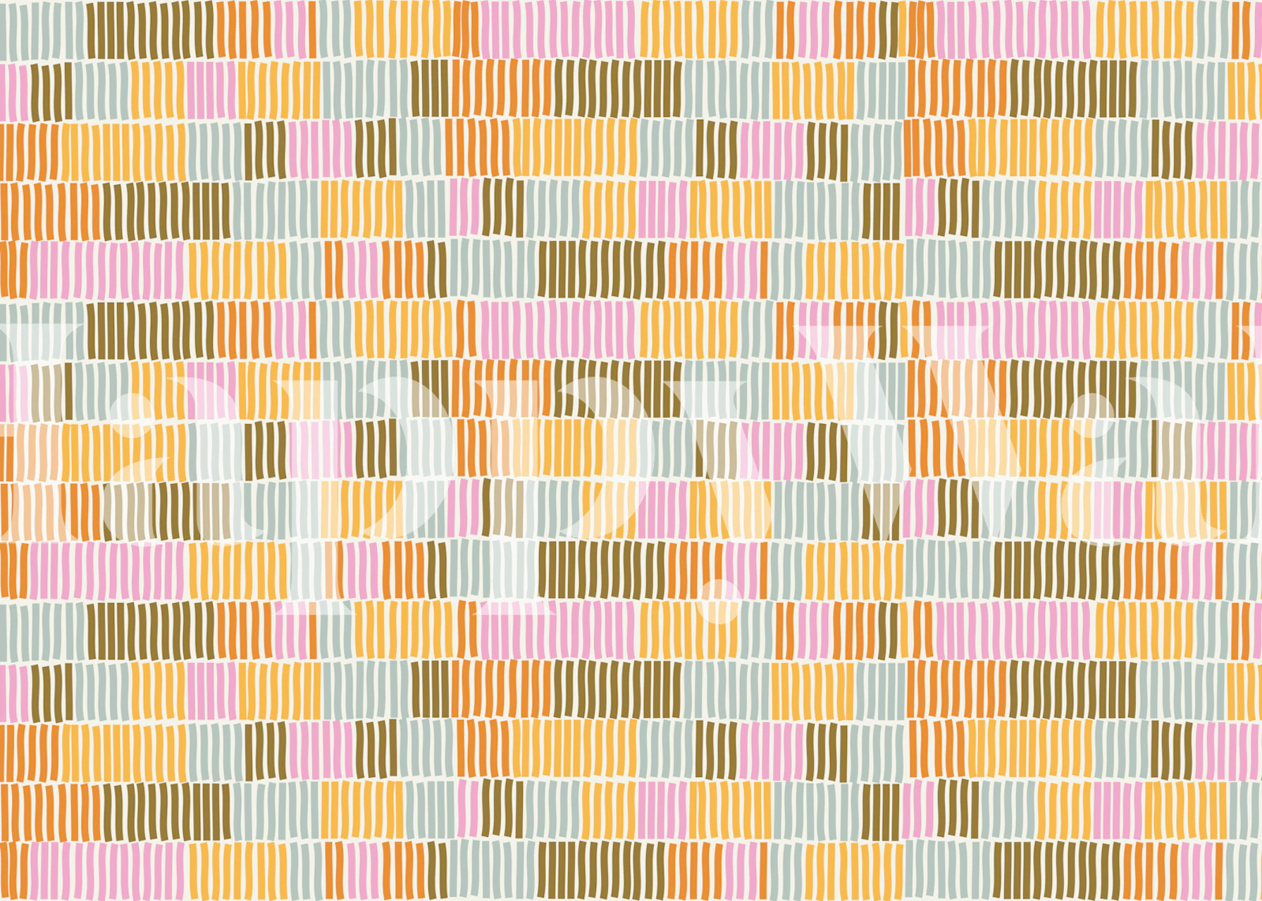 Tapeta Retro Sunny Pastel Geometric Stripes w pokoju