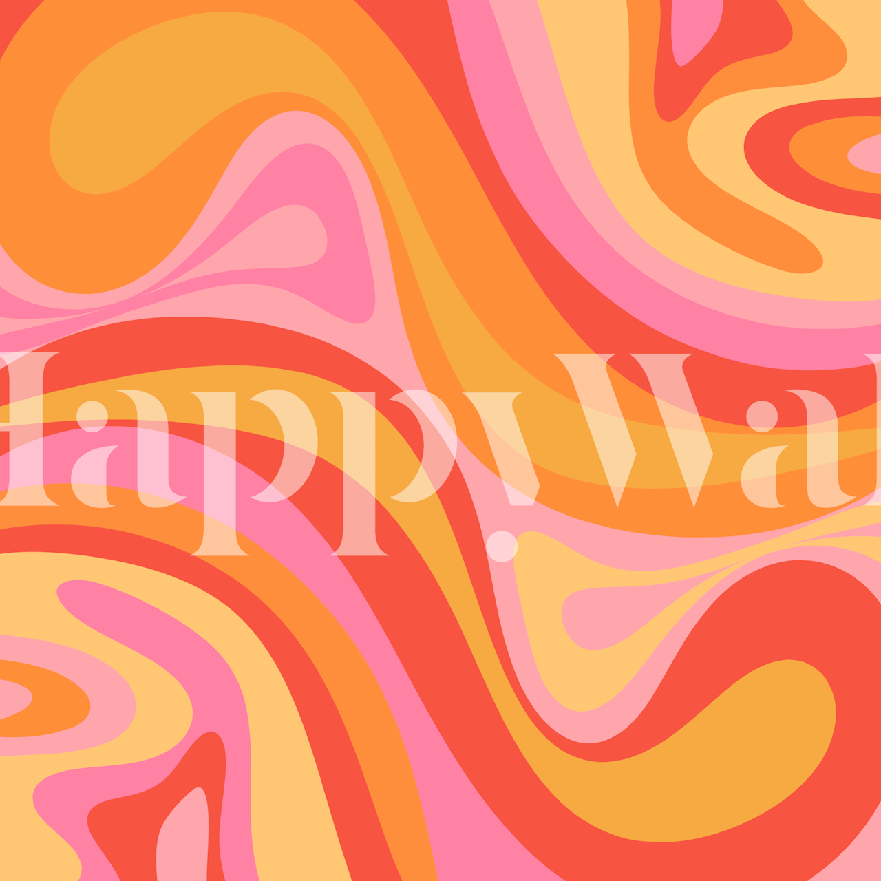 Trippy Retro Swirl Pink and Orange tapeta
