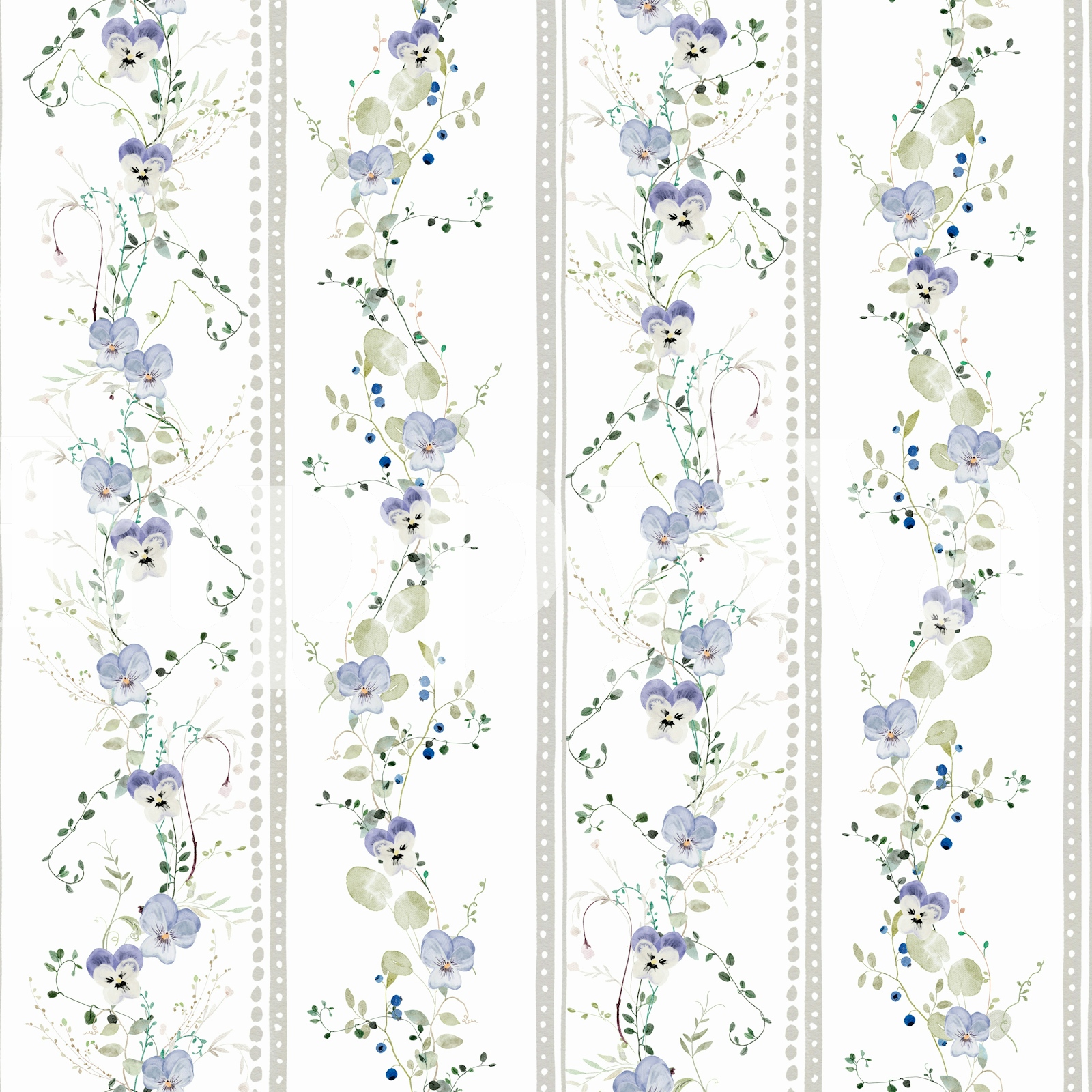 Springtime Floral Bands Gray Wallpaper