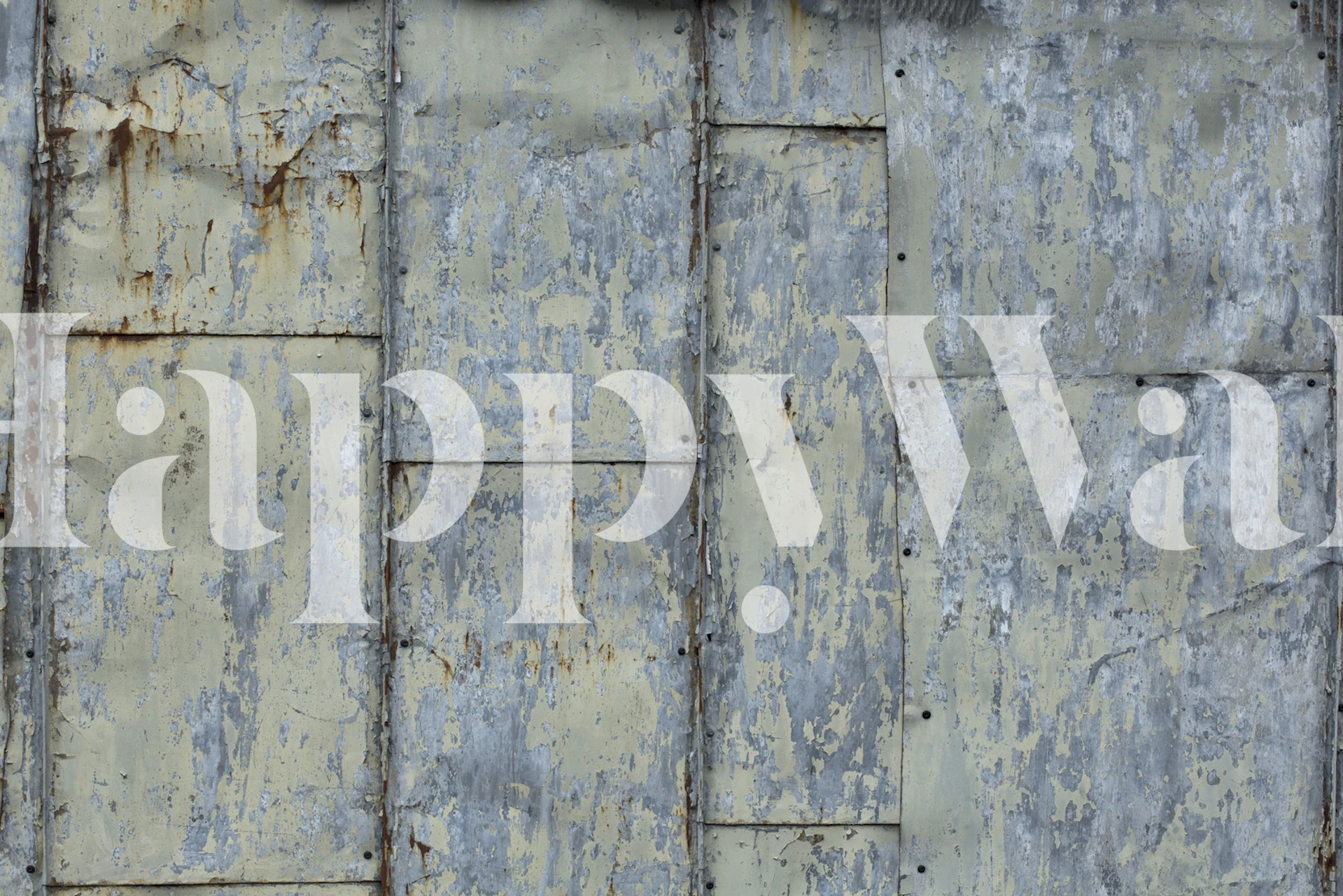 Distressed tin effect in gray and beige tones wallpaper