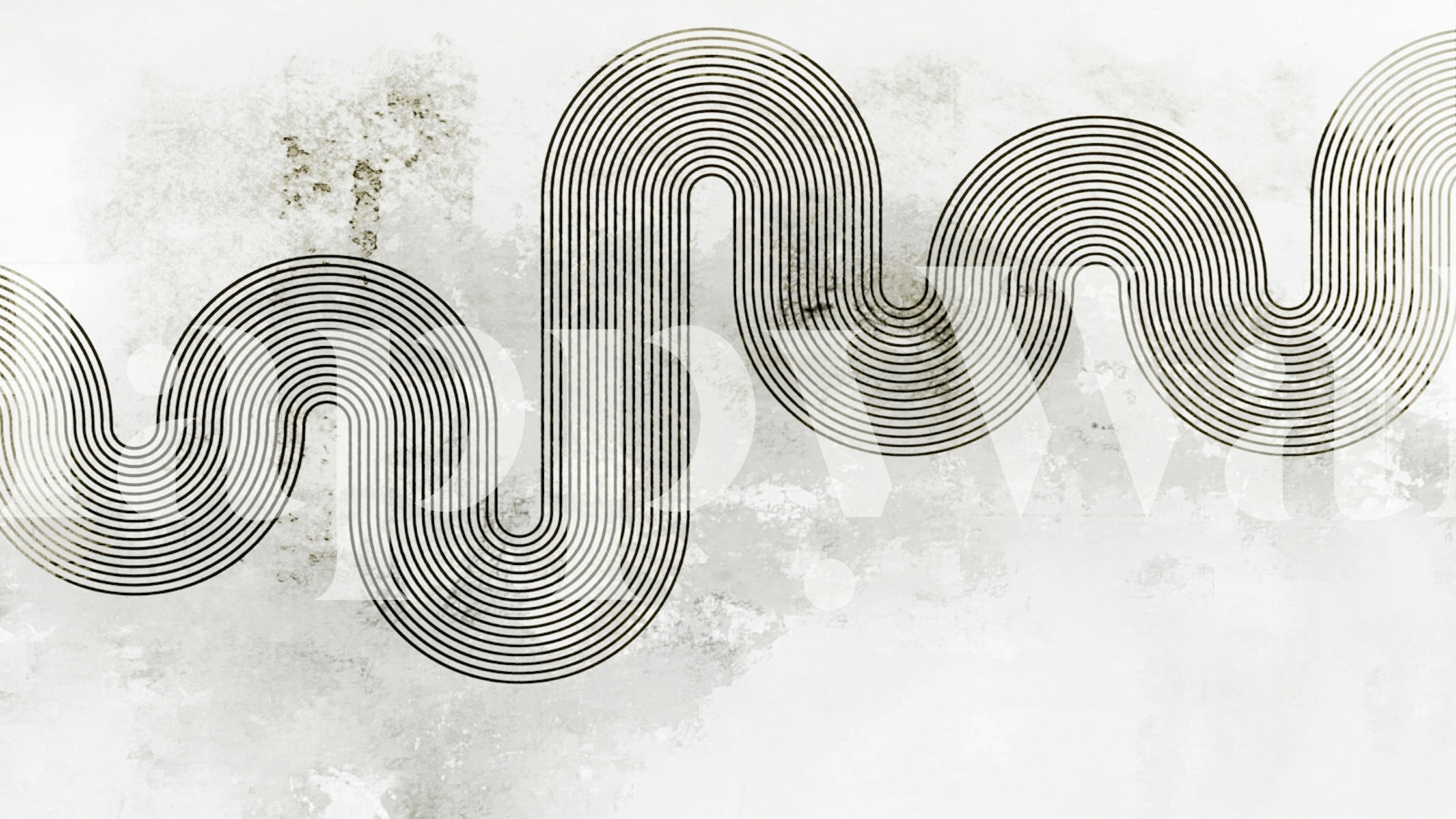 Monochrome Wave Art behang in een kamer