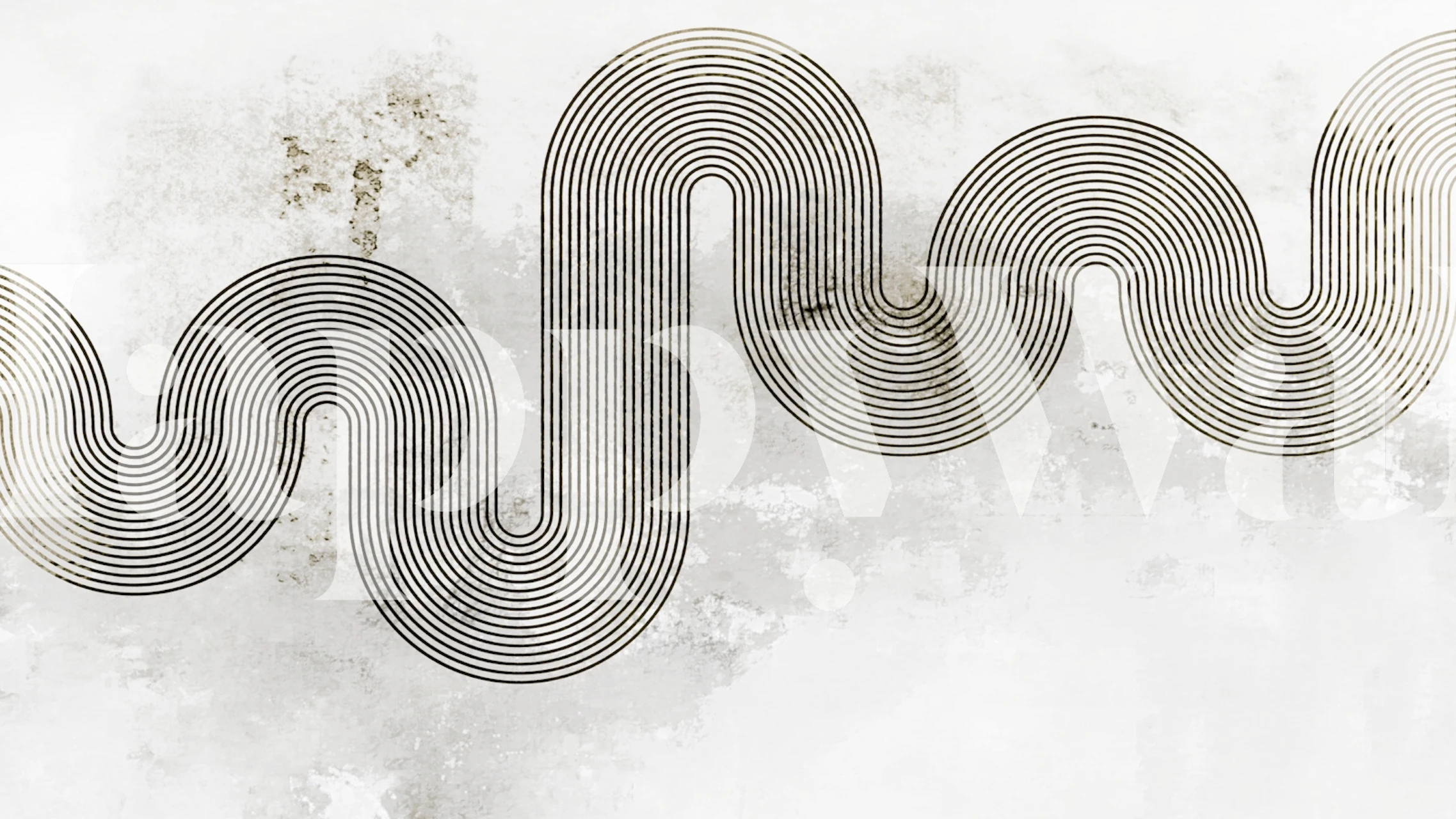 Monochrome wave art wallpaper in a room