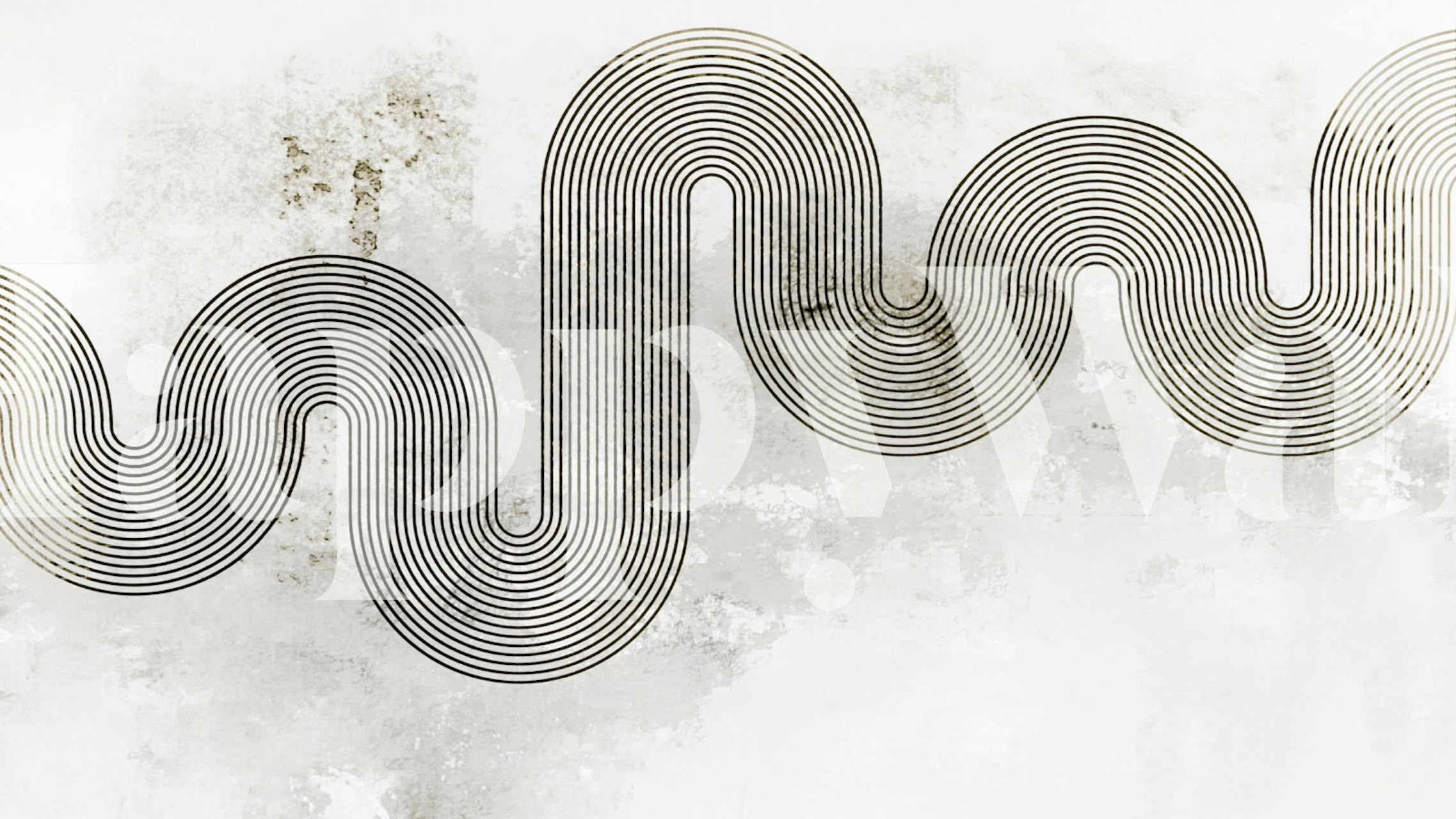 Monochrome wave art wallpaper in a room