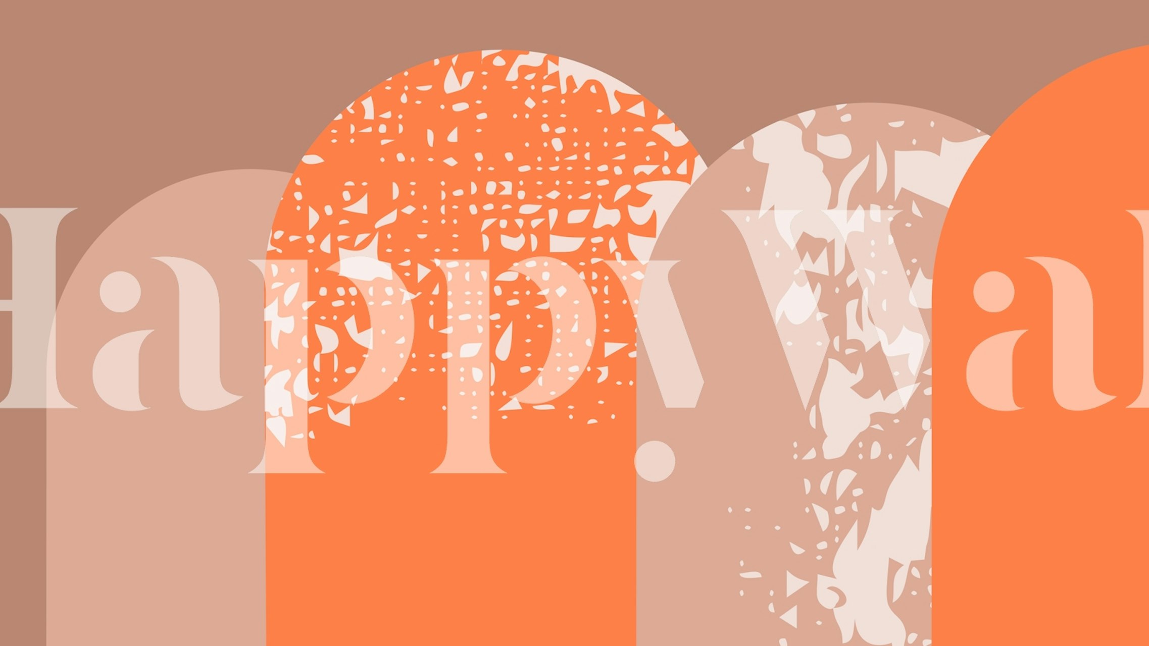 Earthy tone arch art with orange and beige shapes wallpaper