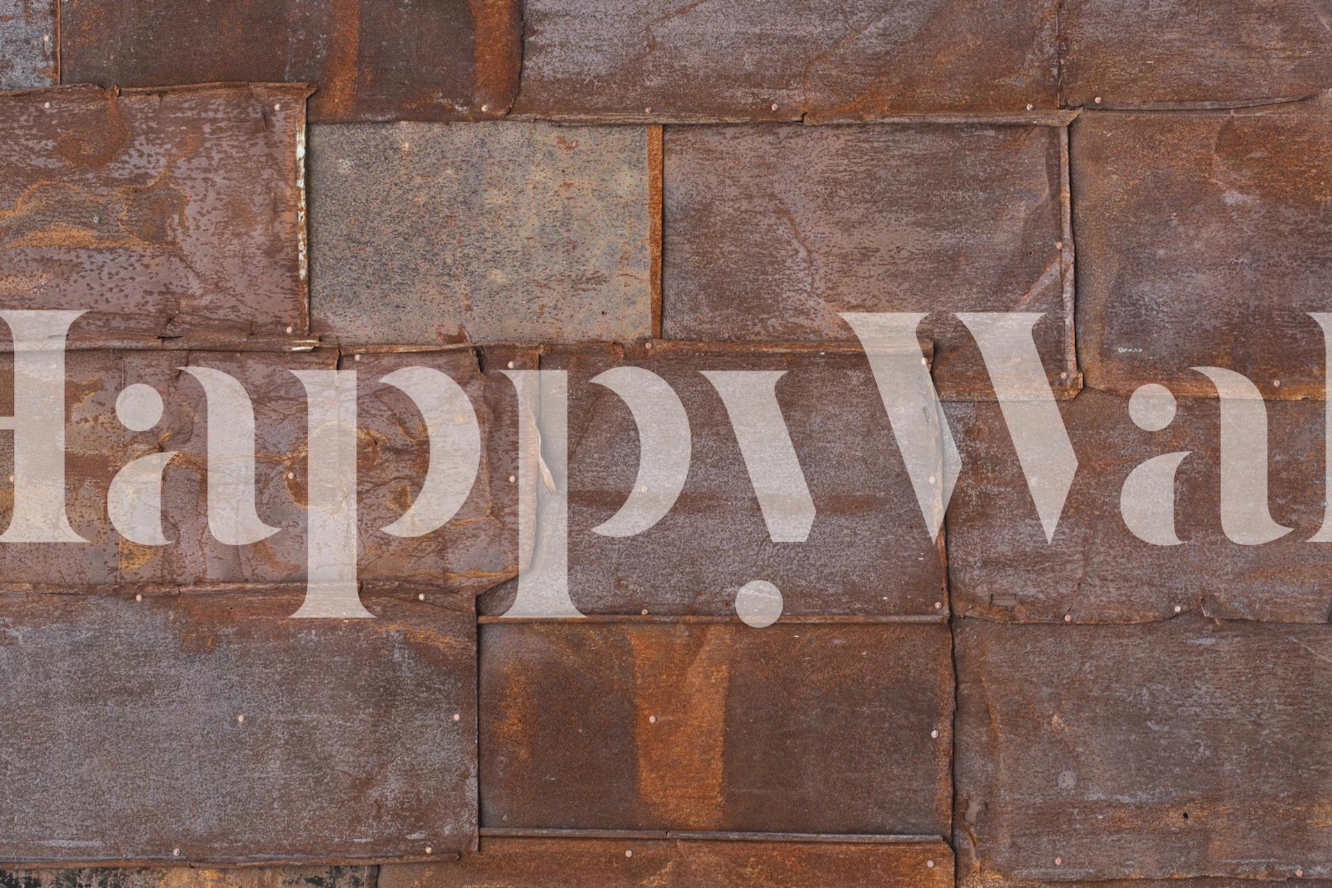 Rusty Distressed Metal Panel wall mural with rich warm tones and textured oxidized effect