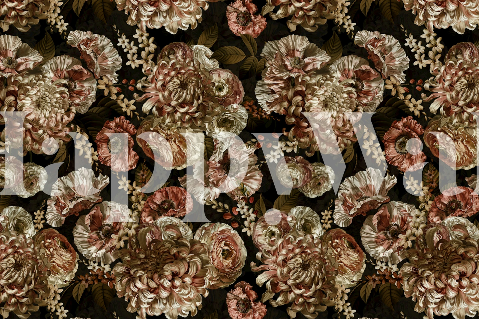 Blooming Baroque Midnight Haven wallpaper in a room