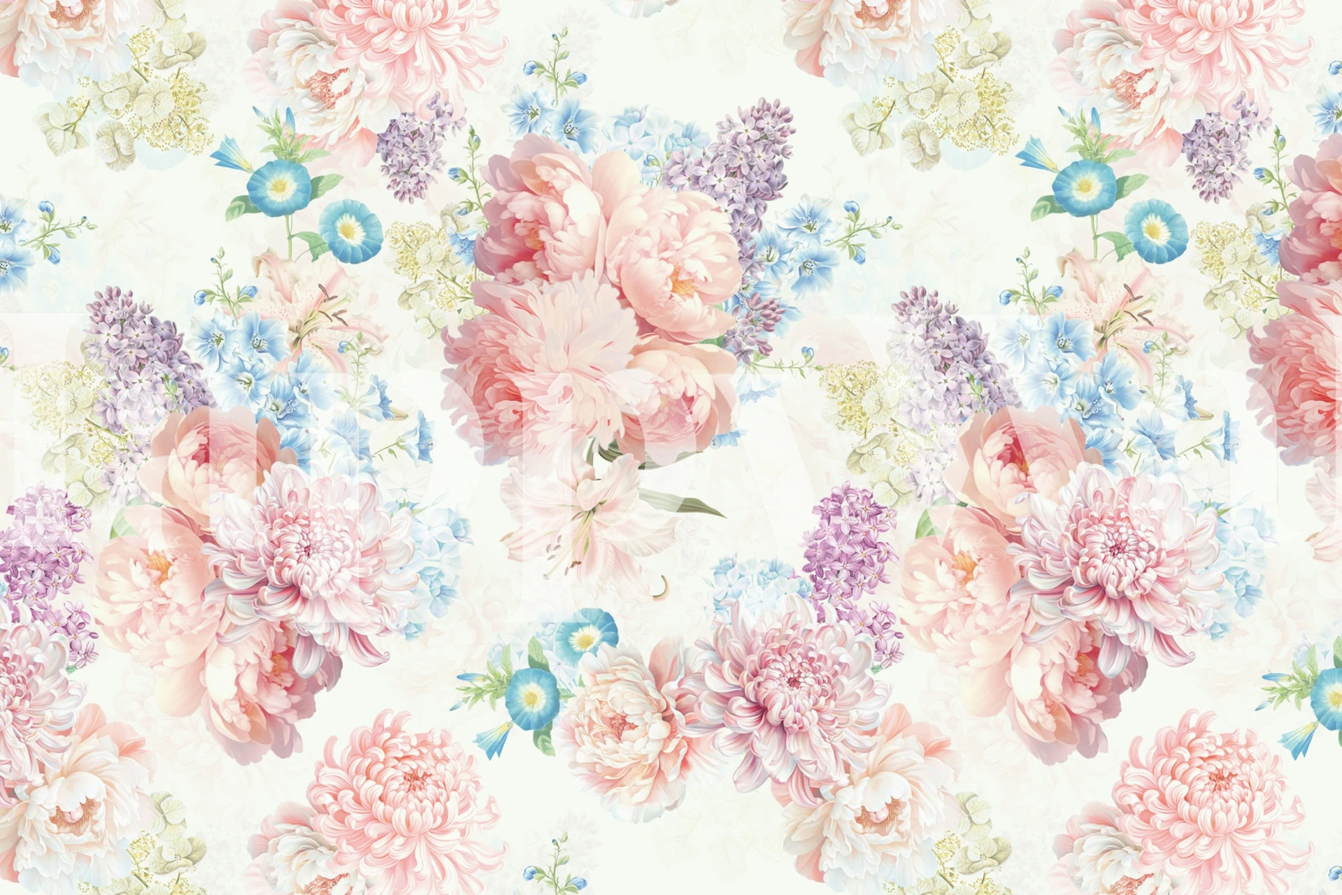 Blooming Rococo Garden Enchantment wallpaper in a room