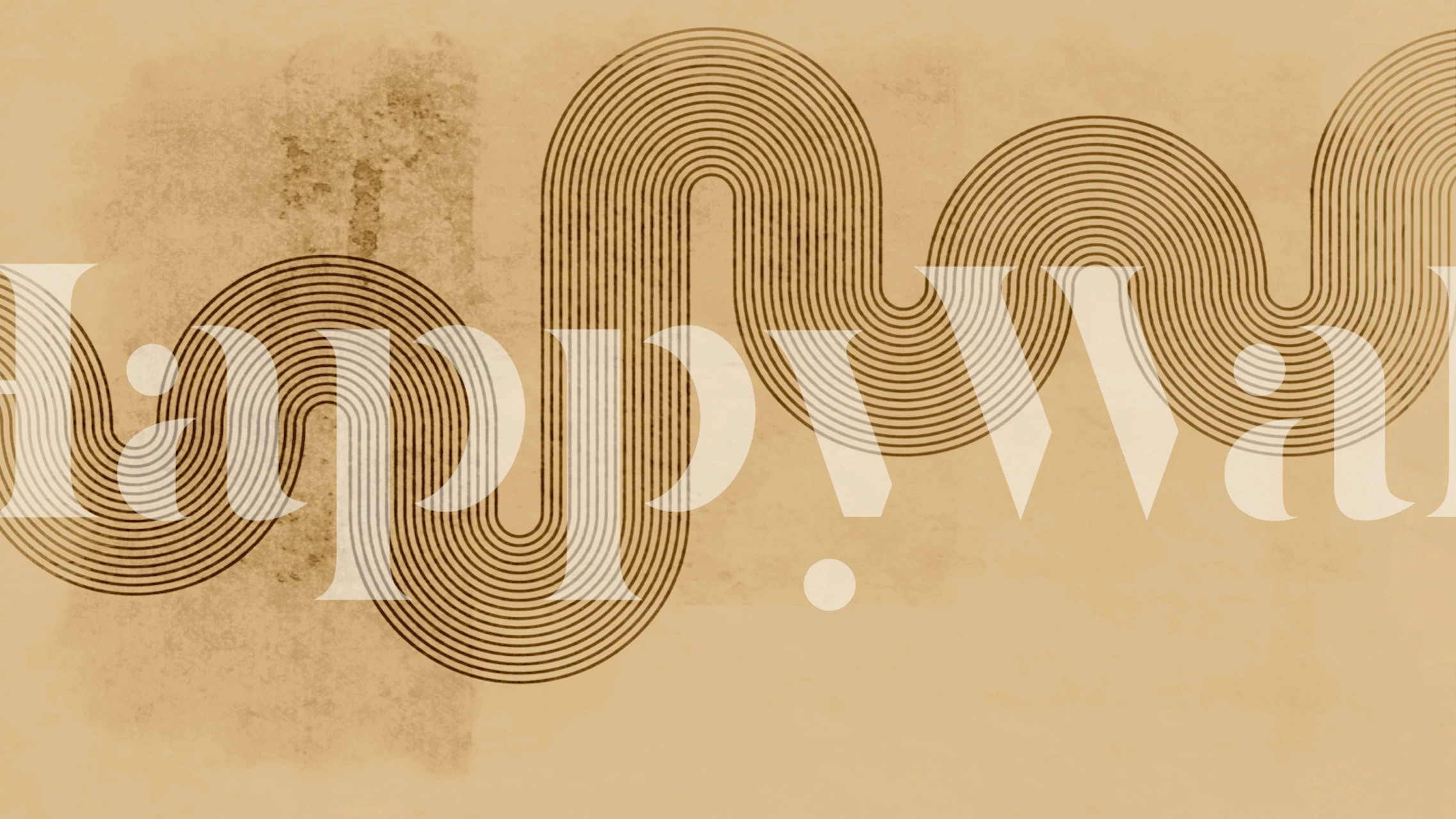 Modern geometric wallpaper with black curved lines on beige background