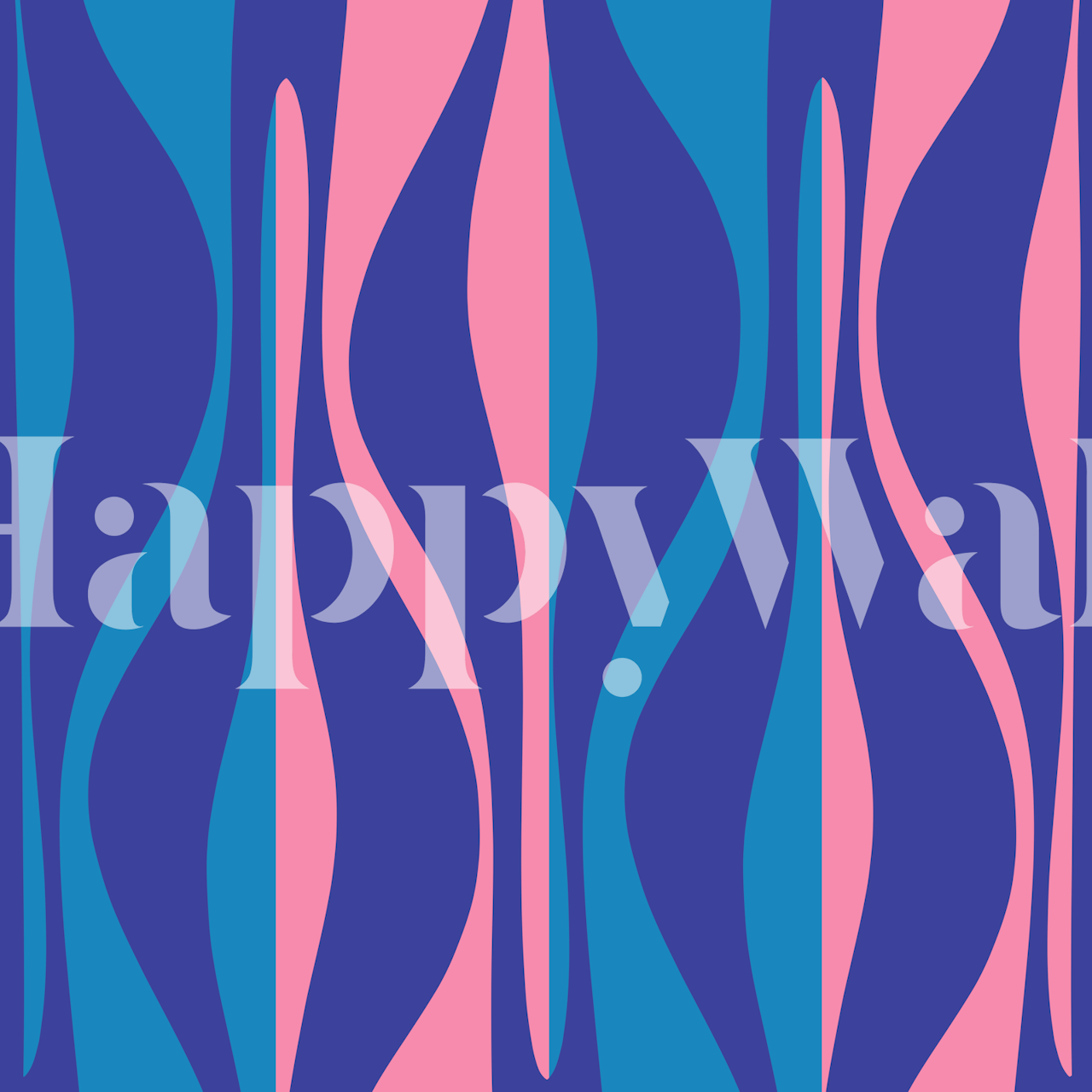 Odvážný modro-růžový design tapety Mid Century Lounge