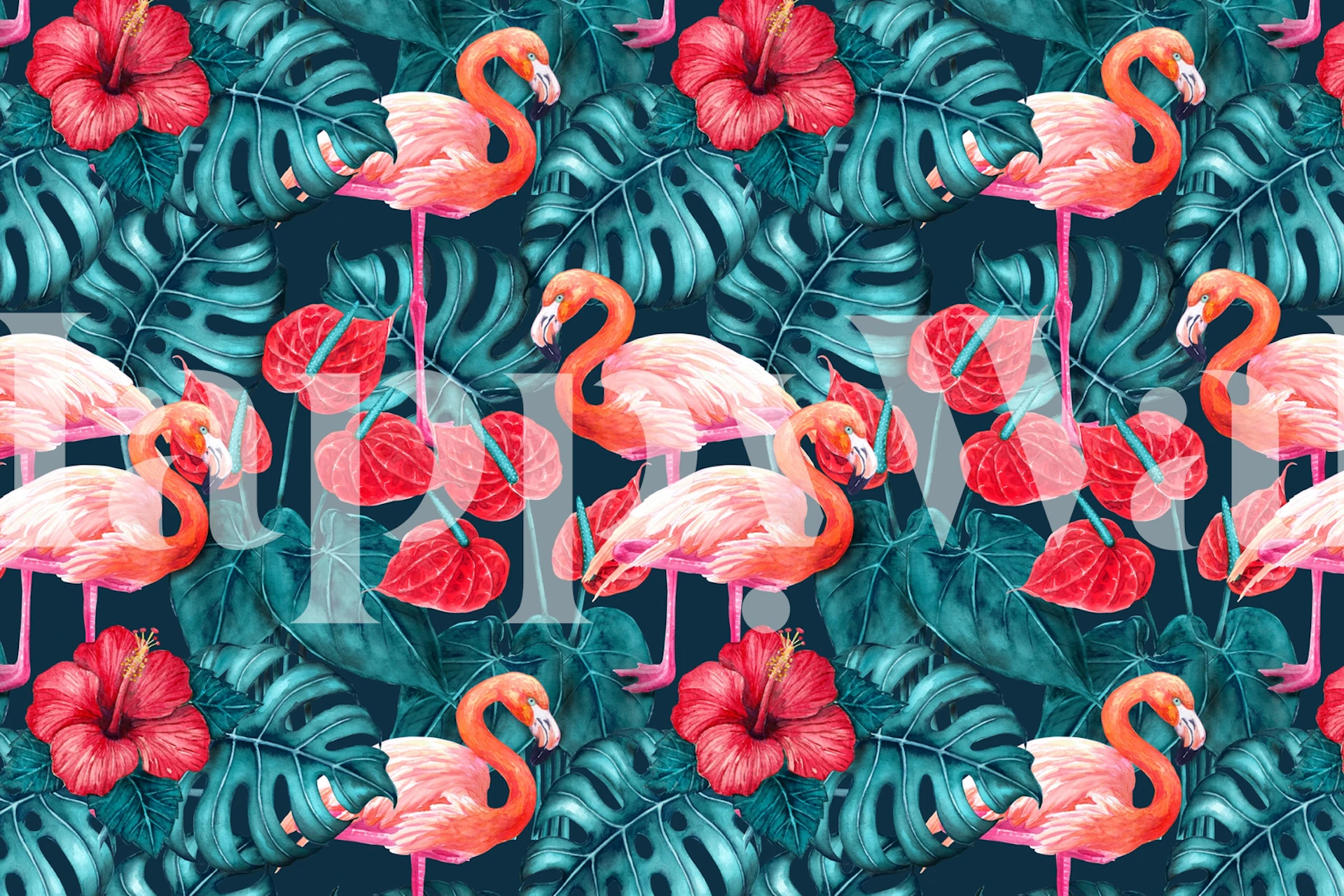 Papel de parede Flamingo birds em um quarto