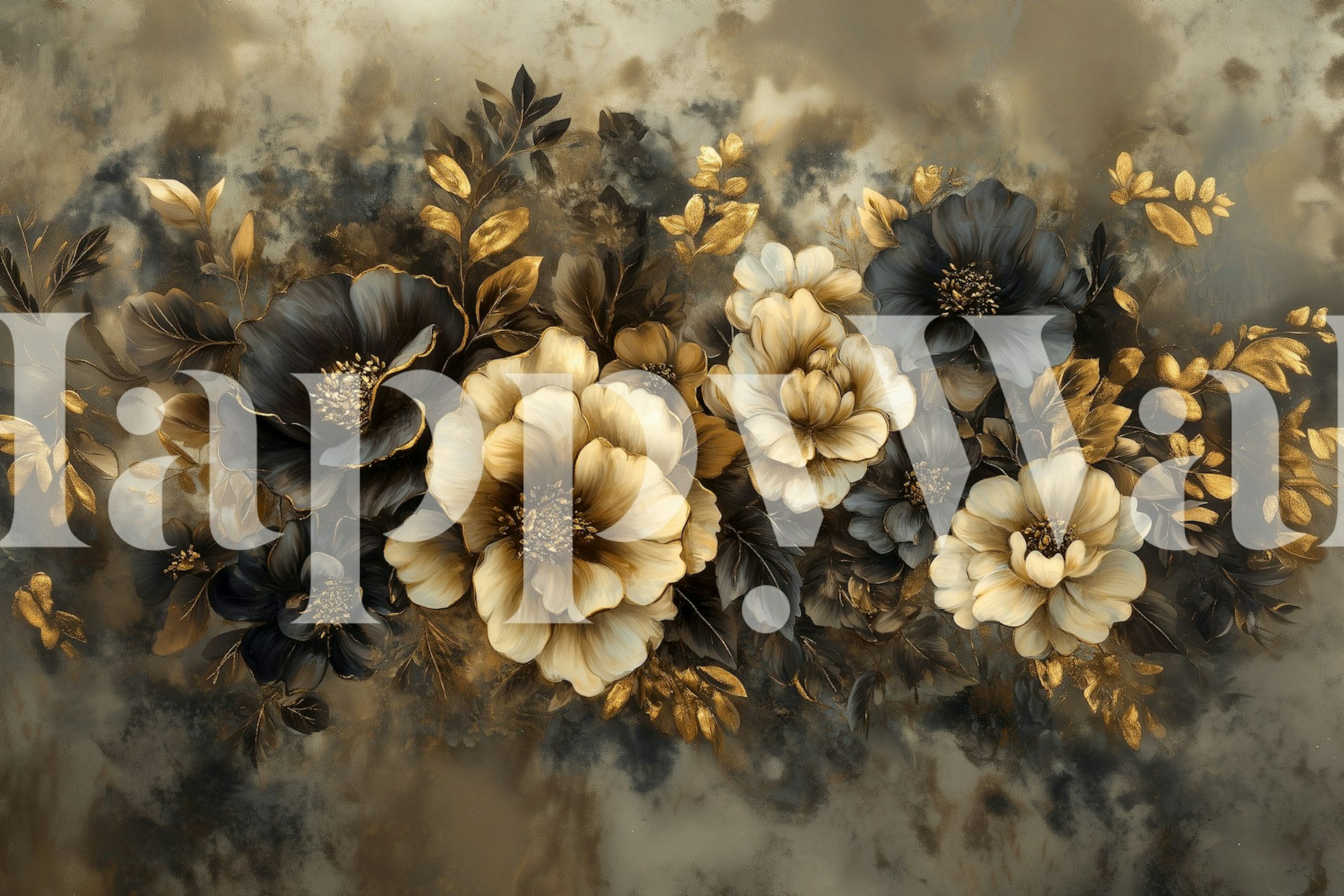 Golden Blossom Elegance floral wallpaper